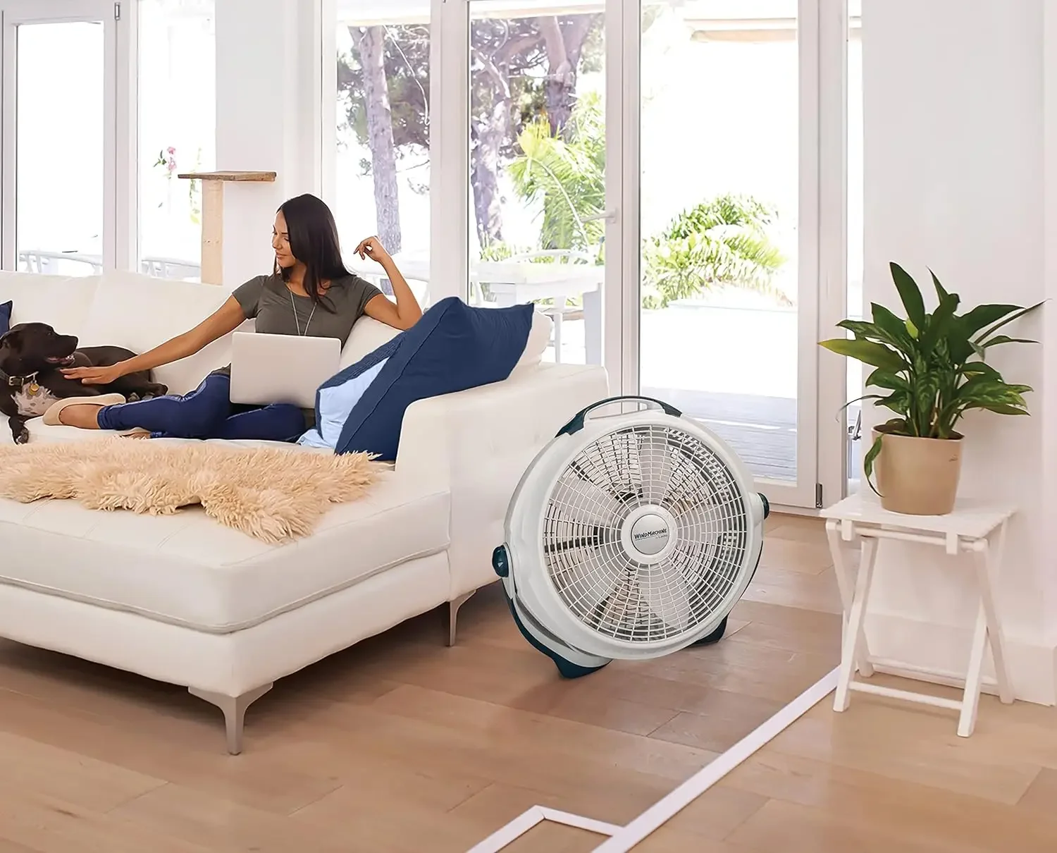 NEW Wind Machine Air Circulator Floor Fan, 3 Speeds, Pivoting Head for Large Spaces, 20", 3300, White 5