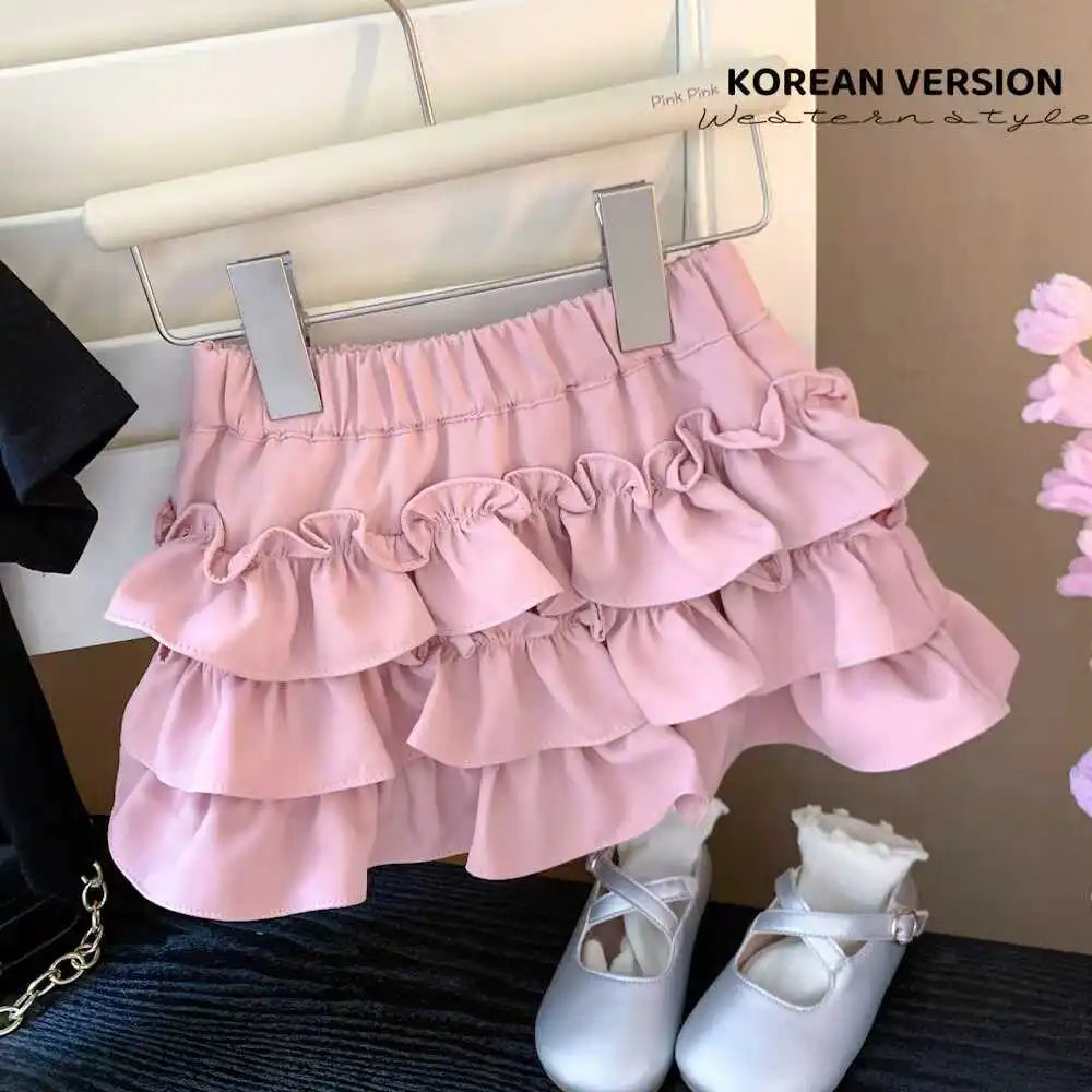 Children Skirts Baby Girls Layers Cake Skirts With Safe Shorts Summer