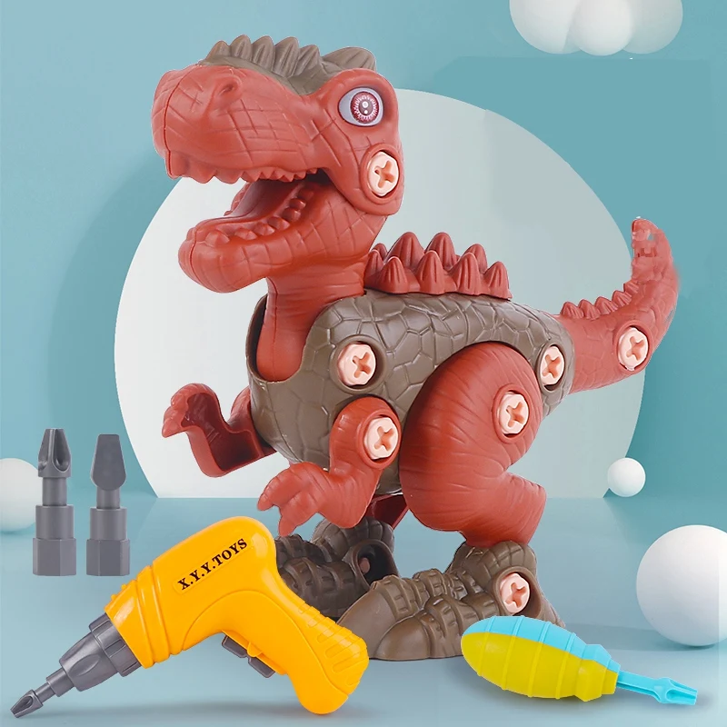  분리 공룡 장난감 접합 공룡 DIY 건설 세트 전기 드릴 및 스크루 드라이버 도구