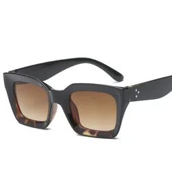 Luxury Brand Women's Vintage Oversized Square Sunglasses with UV400 Protection - Black (Black Leopard)