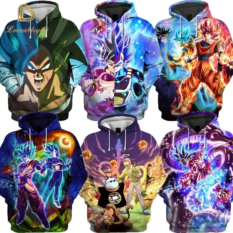 Dragon Ball Anime Print Hoodie Boys Fashion Hooded Clothes Children Cartoon Top For 4 6 8 10 Years Kids Birthday Wear