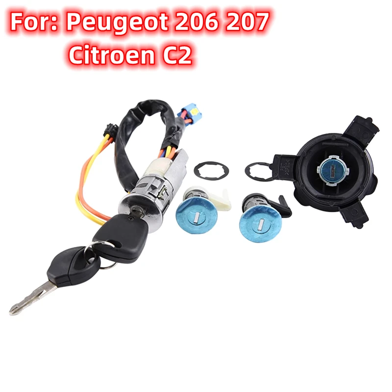 

OEM полный комплект цилиндра замка двери для Peugeot 206 207 для Citroen C2 с 2 шт. ключа зажигания левый замок двери цилиндр замка
