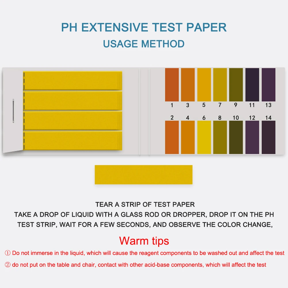 Description Picture 6 of item800 Strips 0-14 PH Alkaline Acid Indicator Paper Water Saliva Litmus Testing Kit for Test Body Acid Alkaline pH Level Skin Care
