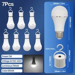 Rechargeable LED Emergency Bulb - 7W 1500mAh, Indoor & Outdoor Use (7W)