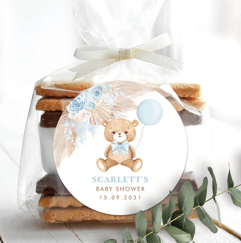 2025 New Personalized Baptism Balloon Bear Stickers