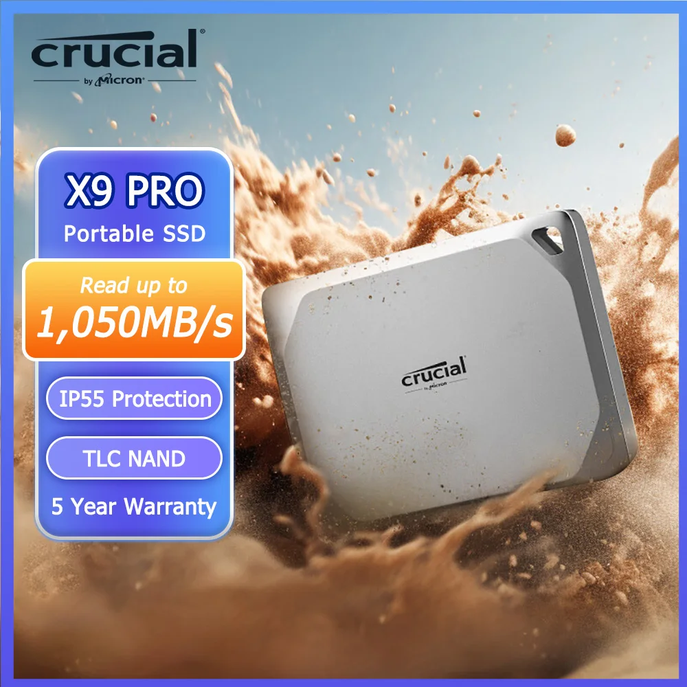Crucial X9 Pro Portable SSD 1TB 2TB Up to 1050MB/s Read USB