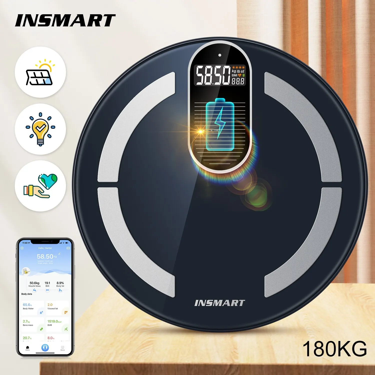 Insmart Smart Body Fat Scale Digital Scale For Body Weight Balance Wireless  Bathroom Scales Floor Composition Analyzer Bluetooth - Scale - AliExpress