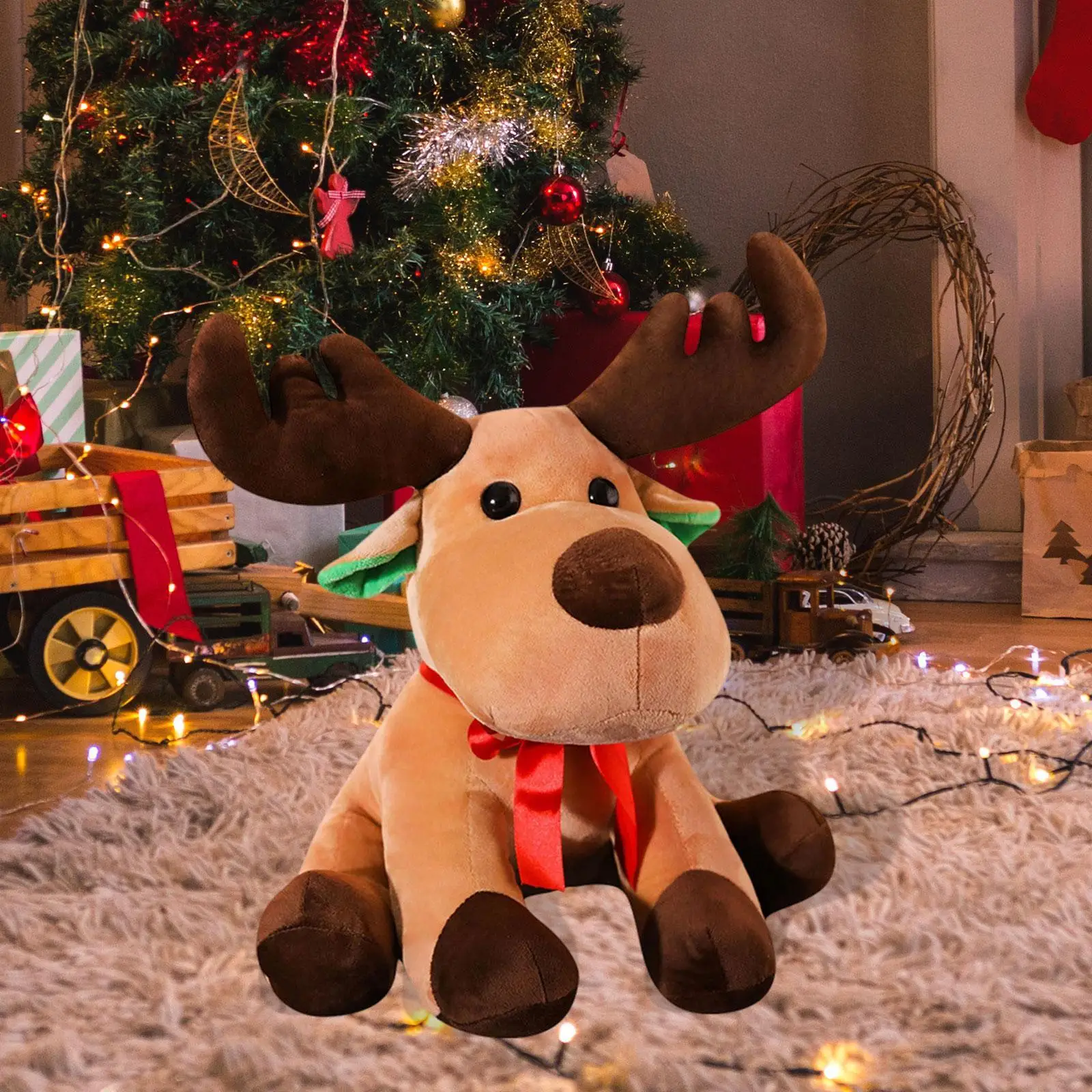 Reindeer Plush Toy Christmas Elk Plush Toy Decor Cartoon Cozy Stuffed Animals