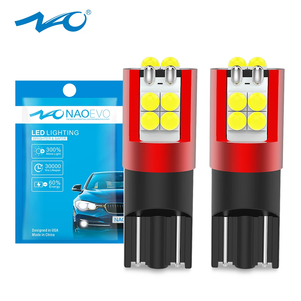 2x W5W T10 LED CANBUS 오류 없음 5W5 12V 5W 700Lm 슈퍼 밝은 자동차 인테리어 사이드 라이트 3030 자동 전구 6000K 화이트 앰버 레드