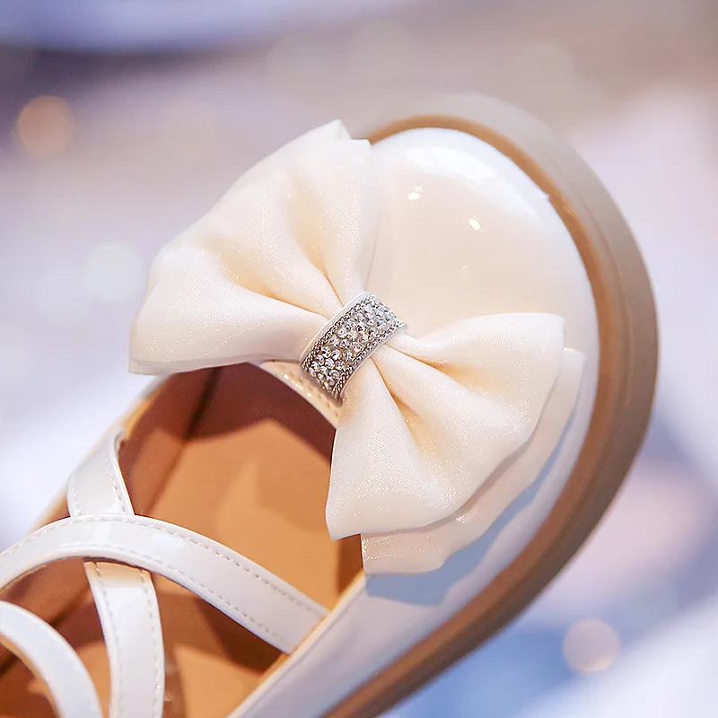 Girls'  Leather Shoes 2024 Autumn Butterfly Bow Fashion Sweet Lolita Princess Shoes college style black student single shoes 5