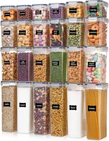 Airtight Food Storage Containers w/ Lids,24 pcs Plastic Kitchen &Pantry Organization Canisters BPA Free,Includes 24 Labels Black 1