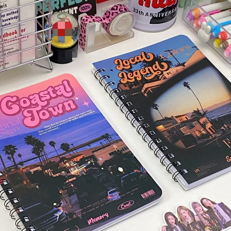 Caderno Retro com Linha Horizontal Branco Página Interna Notepad Kawaii Sobremesa Estilo Americano Scrapbook Journal a5 50 Folhas - Imagem 6