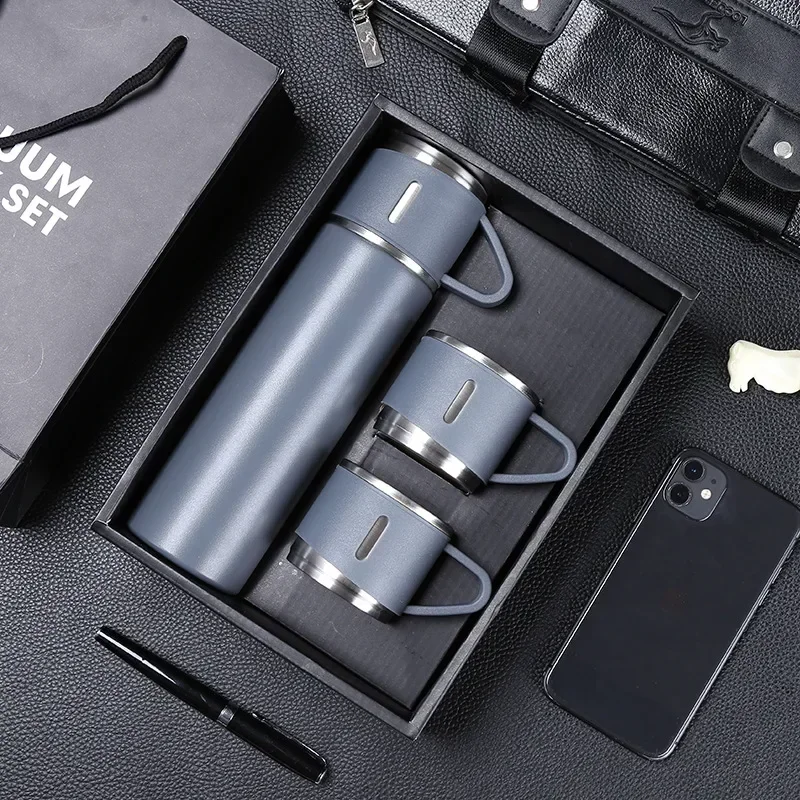 500ML Stainless Steel Vacuum Flask with Business Style Shimmering Design, Coffee Mug Thermos Bottle with Portable Carafe