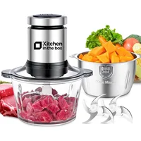 Food Processors,Small Meat Grinder & Food Chopper Electric Vegetable Chopper with 2 Bowls (8 Cup+8 Cup)& 2 Bi-Level Blades 1