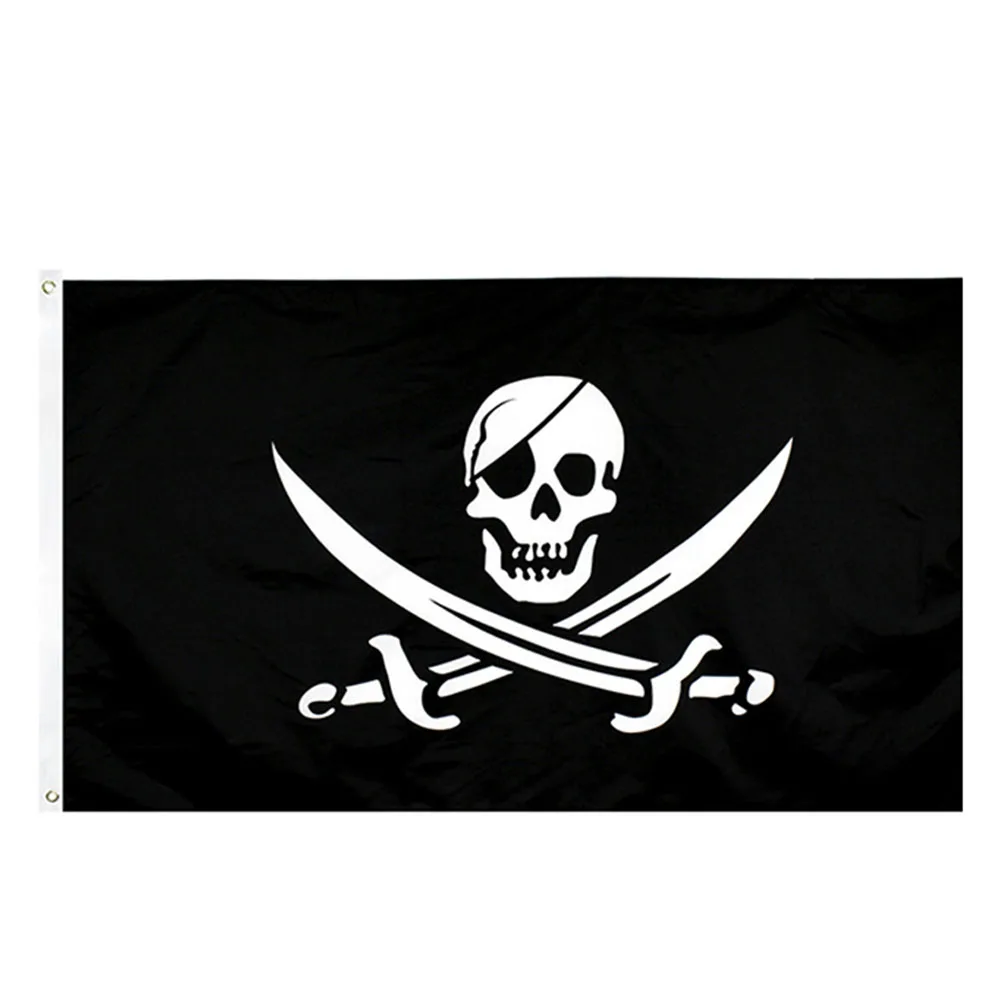 5'x3' Fashion Skull And Cross Crossbones Sabres Swords Jolly - Foto 9