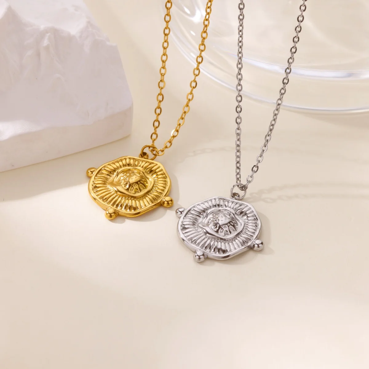 Stainless Steel Necklace Irregular Round Women Necklace