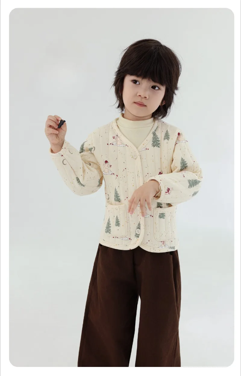 Kids Velvet Jacket - Nordic Style Cotton Coat for Autumn Winter