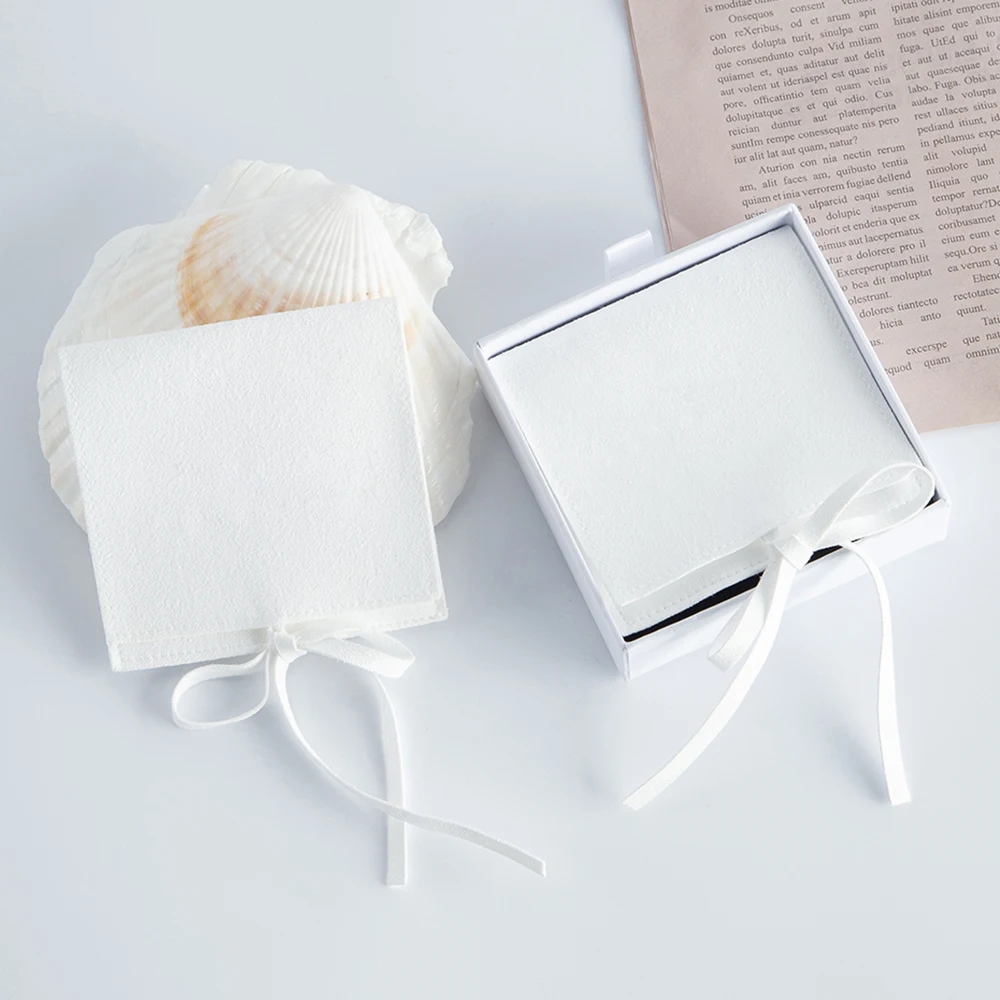 20pcs White Microfiber Gift Bags Velvet 8x6cm Jewelry Earrings Rings Organizer Pouch Christmas Wedding Favor Candy Storage Bag