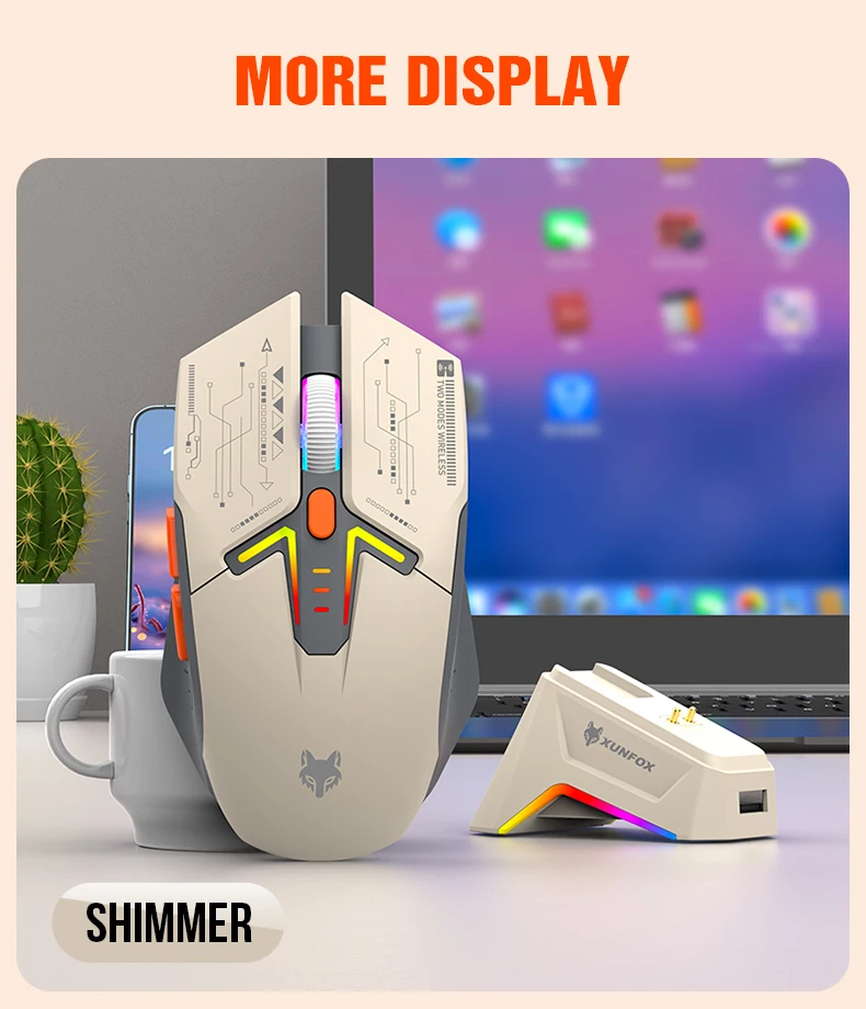 XUNFOX H2 Bluetooth Wireless Mouse Laptop Desktop Home Office Magnetic Fast Charging Luminous Mouse