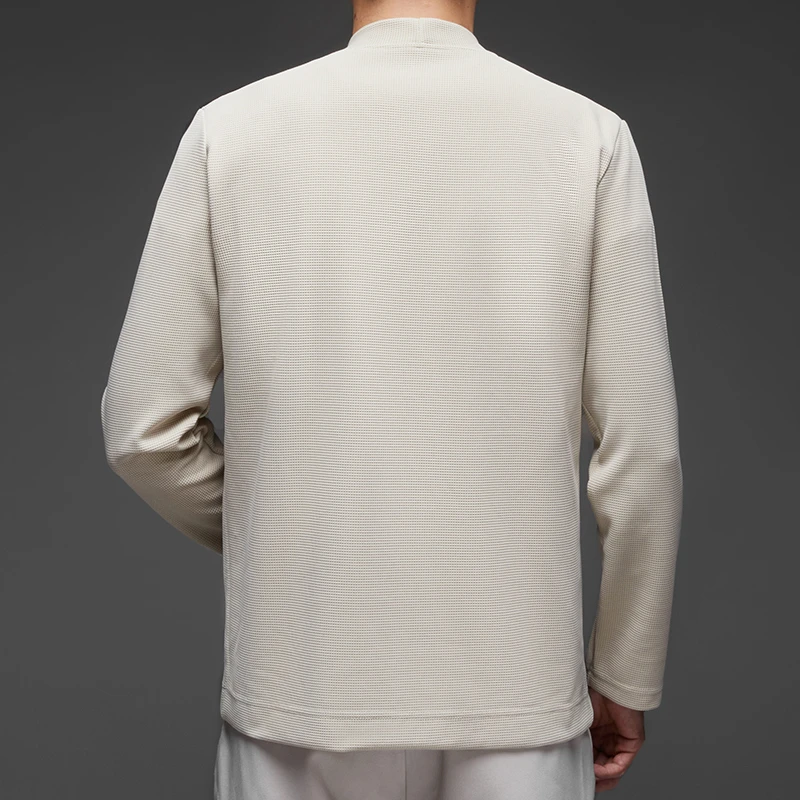 Neue Herren-Business-Casual-Langarm-Umhangjacke in einfarbiger Farbe, gestrickt, bequem und modisch, vielseitiges Oberteil für die ganze Saison – Detail 8