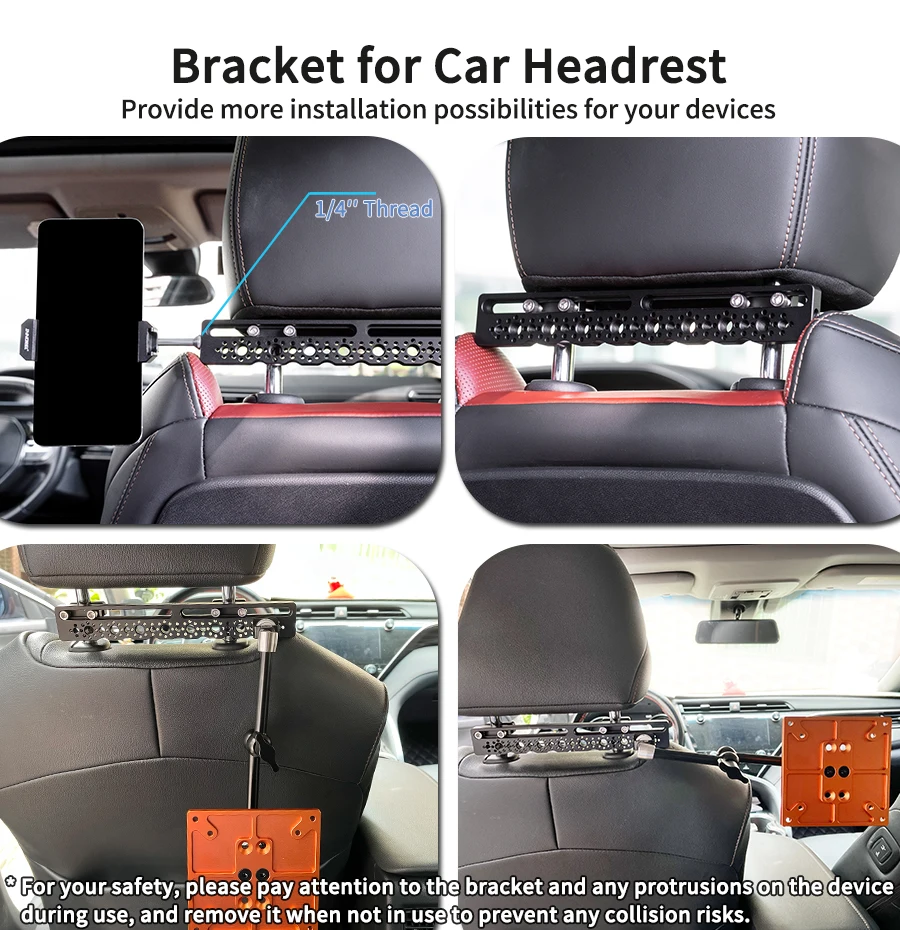 INNOREL TB2403 Auto-Kopfstützenhalterung mit 1/4-Zoll-Schraube, Schießverlängerungshalterung für die Installation von Kamerakäfigen, Auto-Kopfstützen – Detail 2