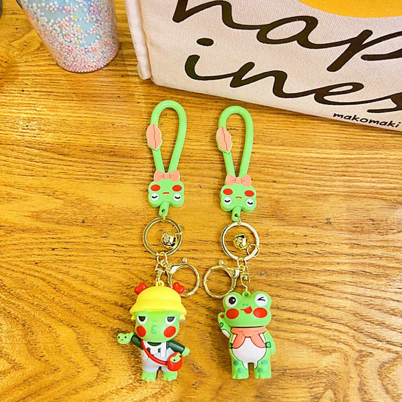 

Cartoon Anime Little Frog Action Figures Keychains Key Chain Key Ring Silicone Handbag Car Pendants Kids Toys Birthday Gifts