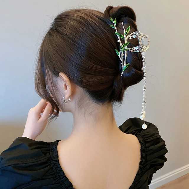 Women Pearl Hair Claws Elegant Hair Clips Pins Large Ponytail Hair  Accessories