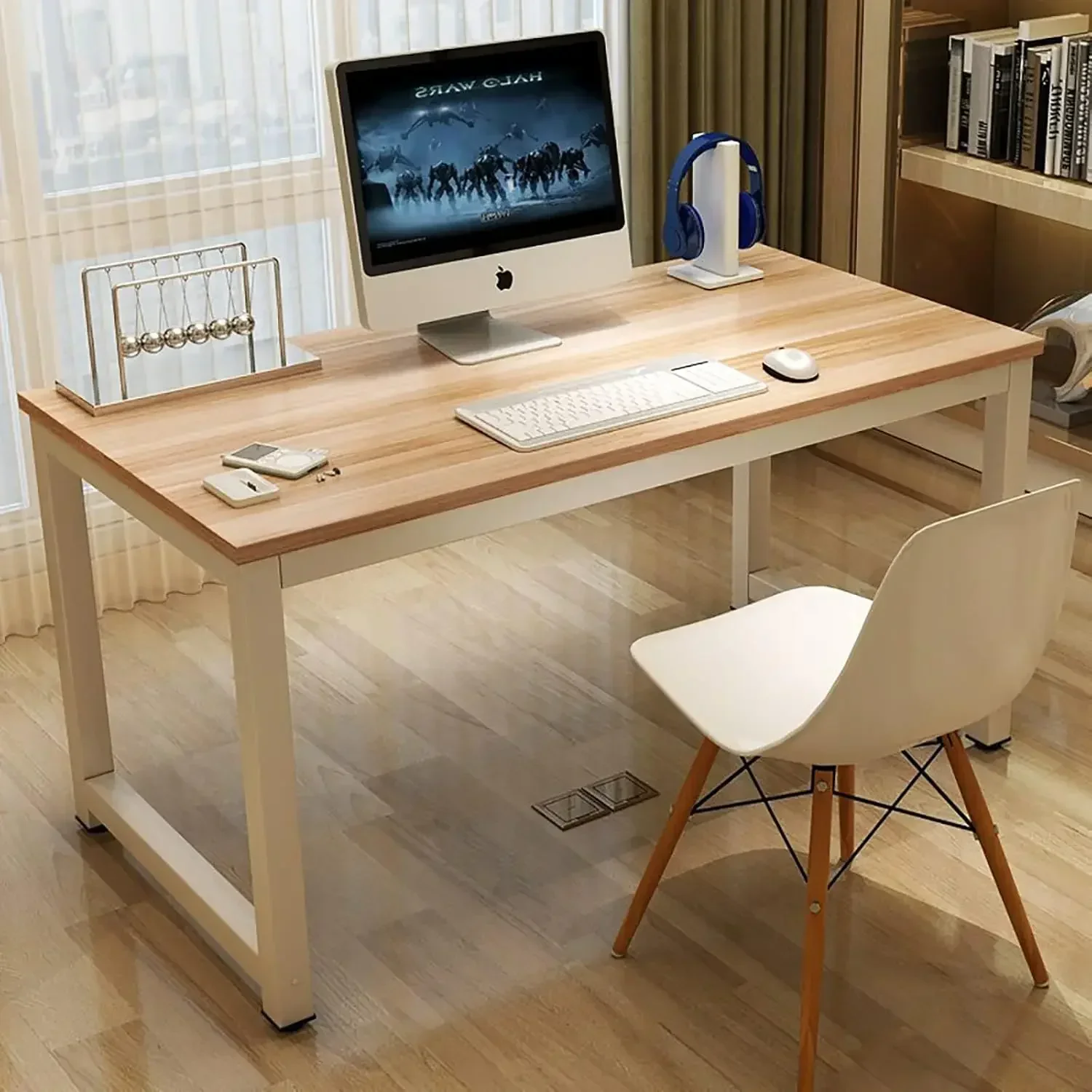 New2025-Modern Computer Desk 63 Inch Large Office Desk, Writing Study Table for Home Office Desk Workstation Wide Metal