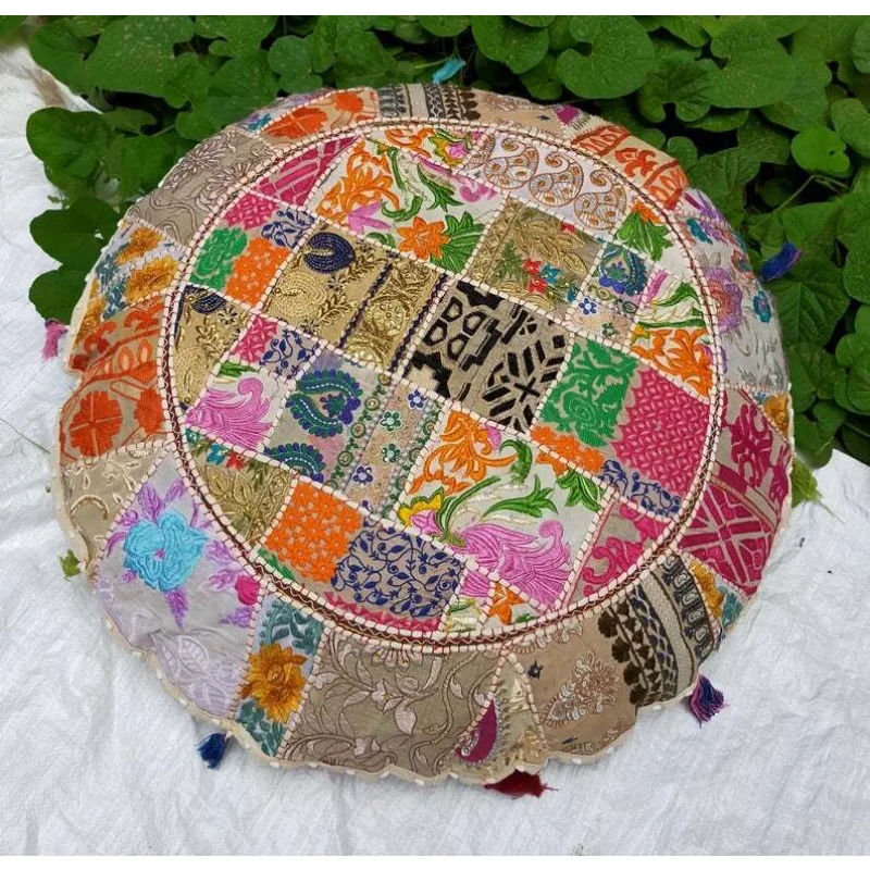 

Cushion Case Decorative Floor Cover White Round Patchwork Pillow Cushion Cover Throw