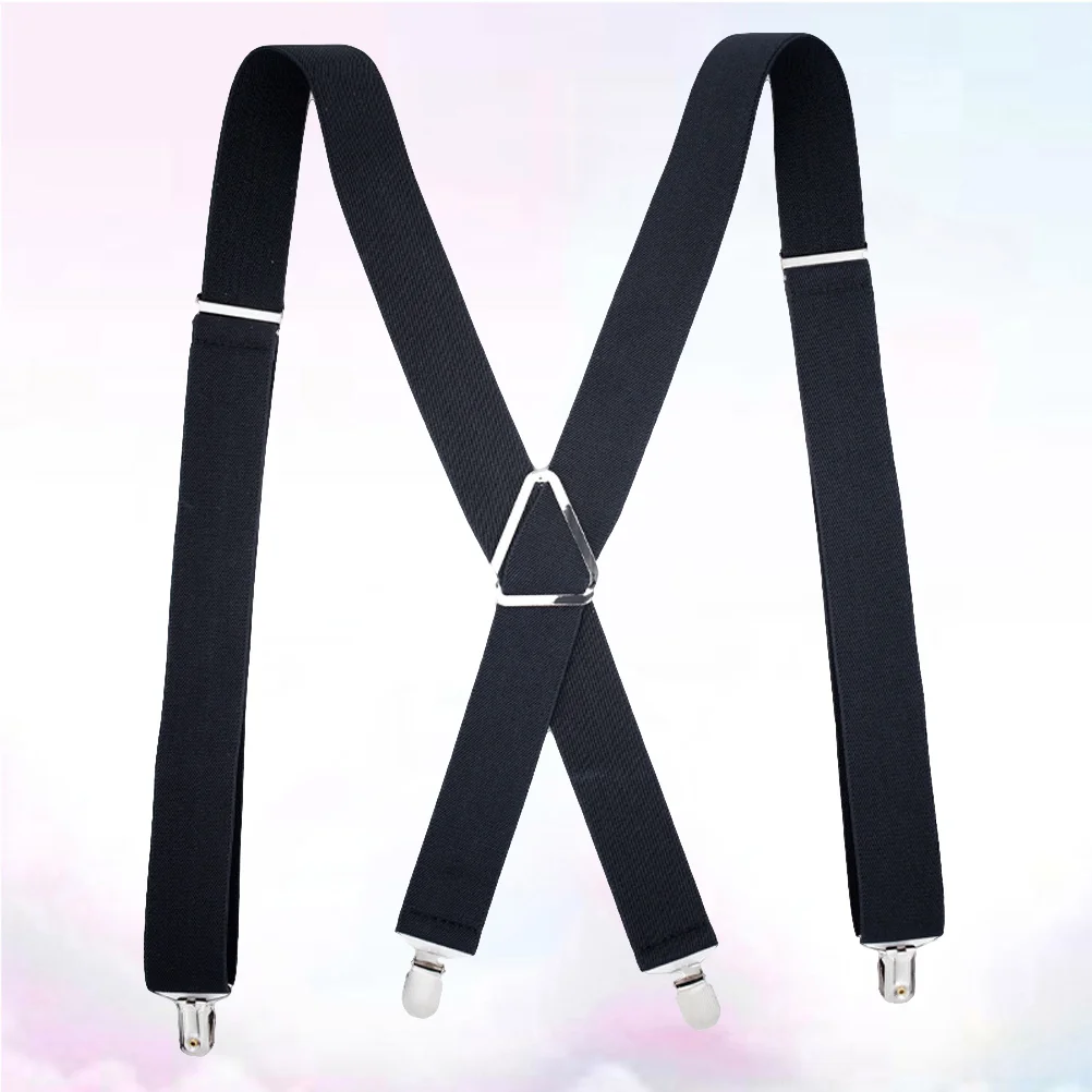

1pc X Shape Mens X Shape Suspendersers Wide Adjustable and Elastic Braces Pants Strap Heavy Duty with 4 Strong Clips for Male