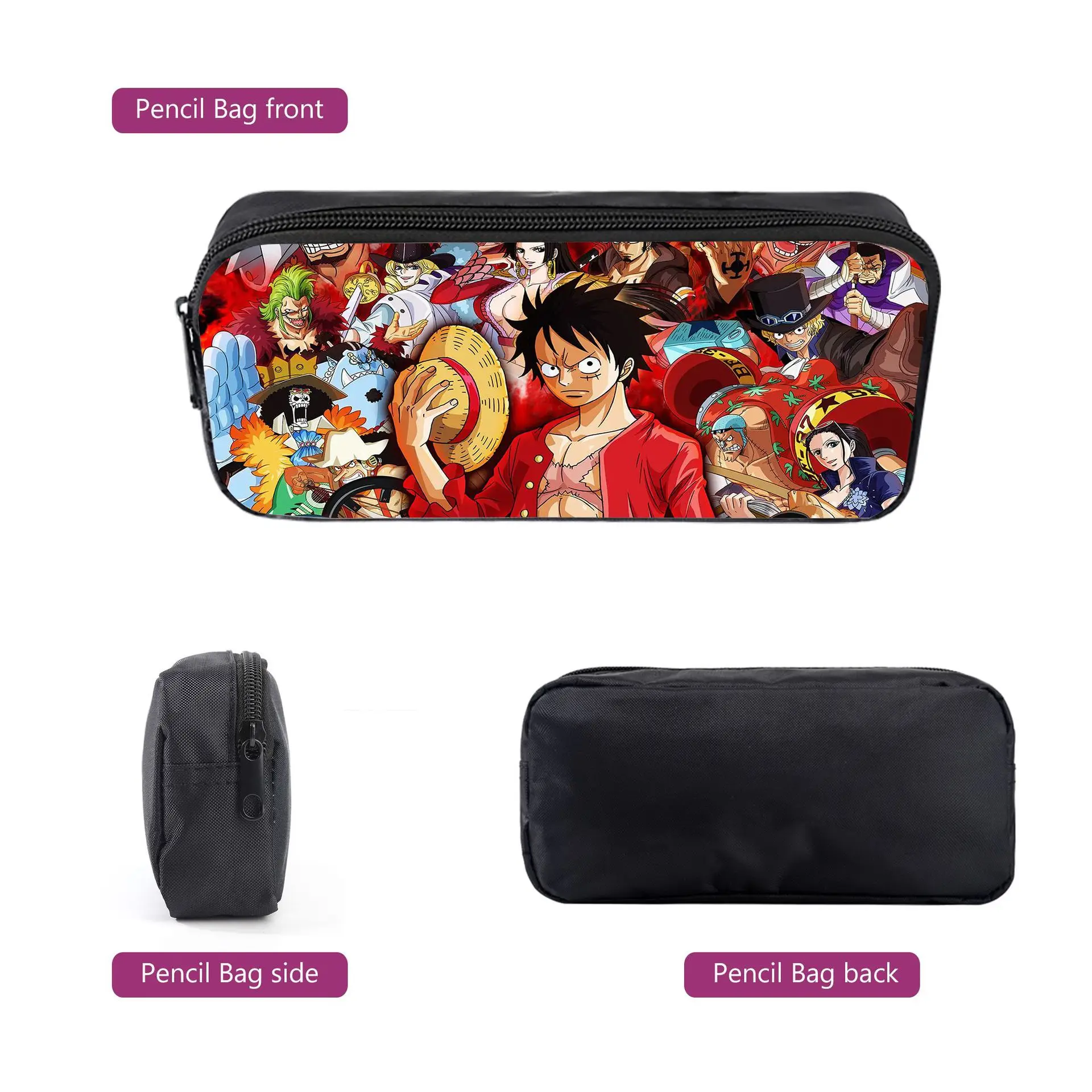 3pcs Set New Anime Bag One Piece Backpack Luffy Figures Kids School Bags Pen and Messenger Bags Big Travel Bag Childrens Gifts
