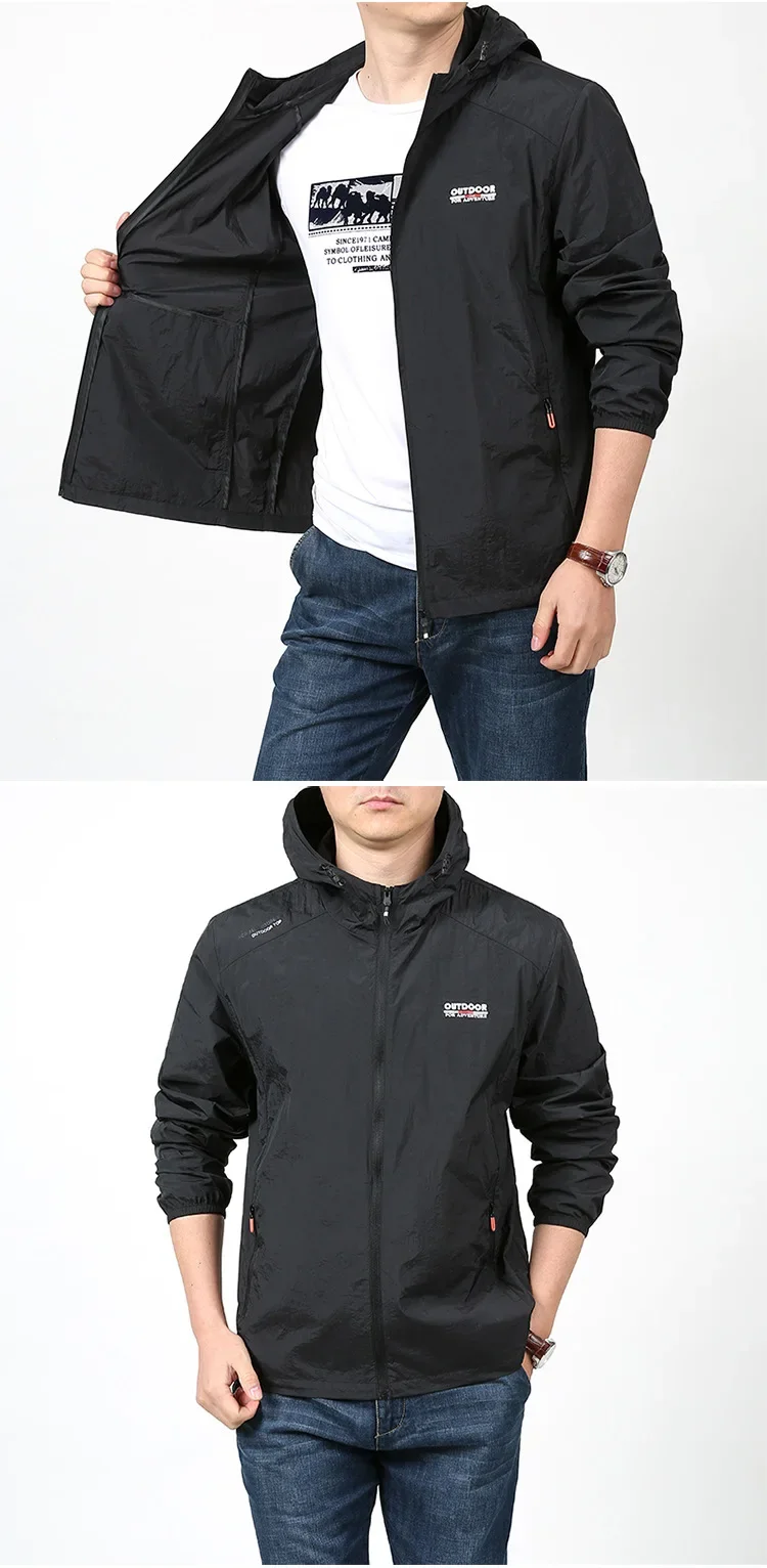 New Hooded Sun Protection Suit for Men's Summer Quick Drying Breathable Jacket, Large Outdoor Sports, Leisure Fishing