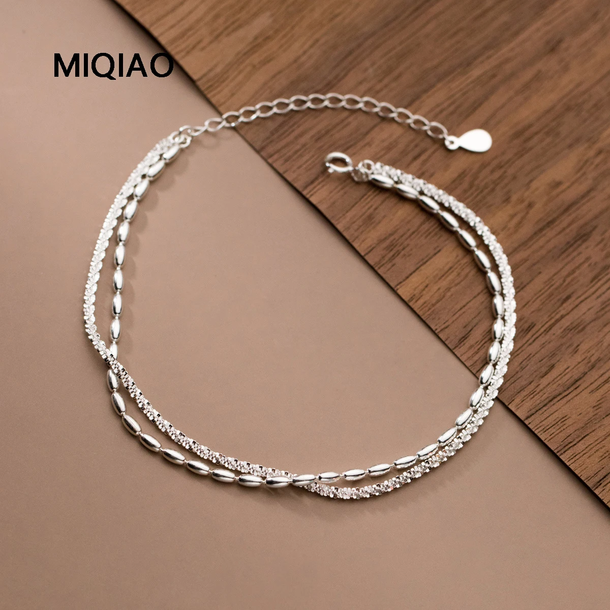 

MIQIAO 925 Sterling Silver Real Certified Popcorn Chain Bead Anklets For Women Double-Deck New Releases Female Tobillera