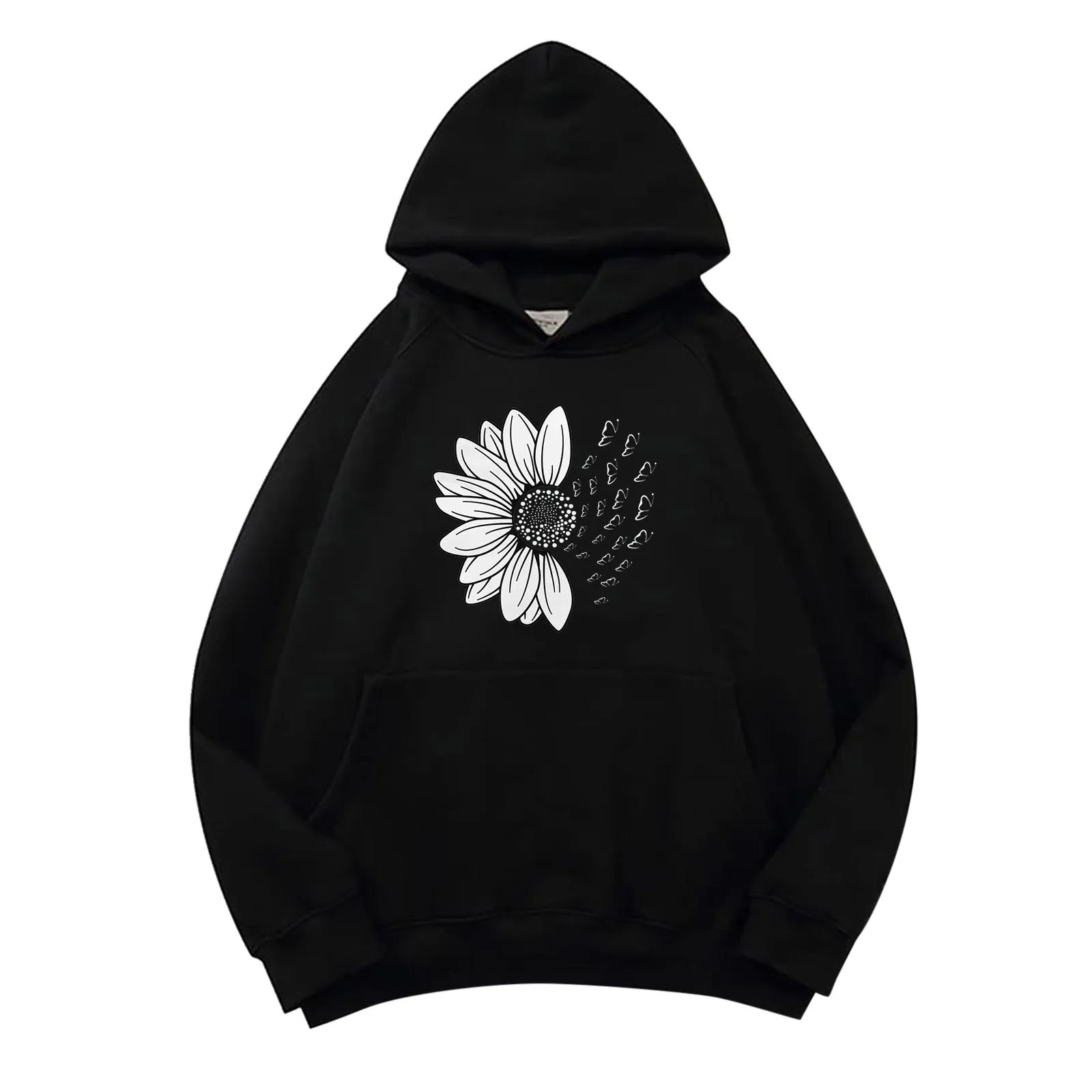 

Sunflower Print Hoodie Black Hoodies Sweatshirts Harajuku Y2k Hoodies Oversized Women's Sweatshirt Pullover Dailywear Sudadera