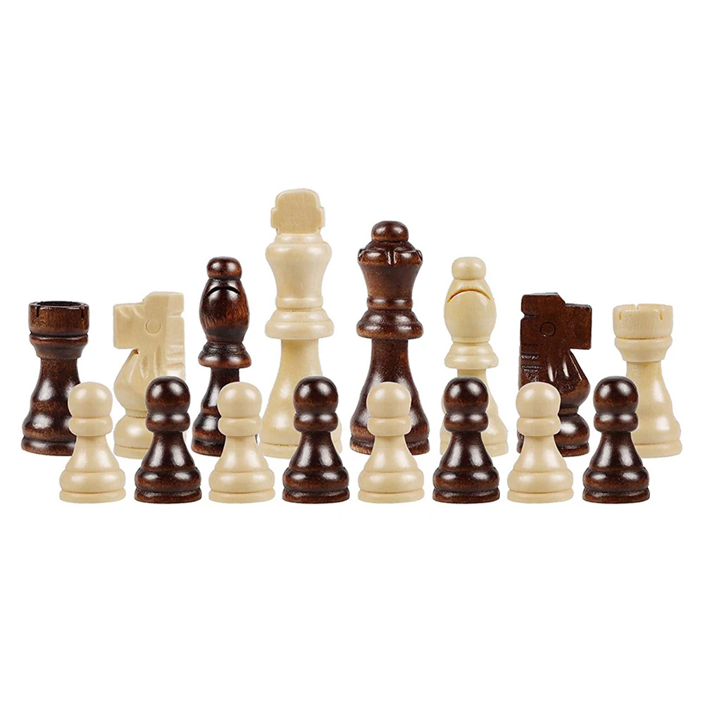 Wooden Chessmen Standard Tournamen Staunton 32PCS Checkers Figurine Pieces Chess Pieces Only for Chess Board Game
