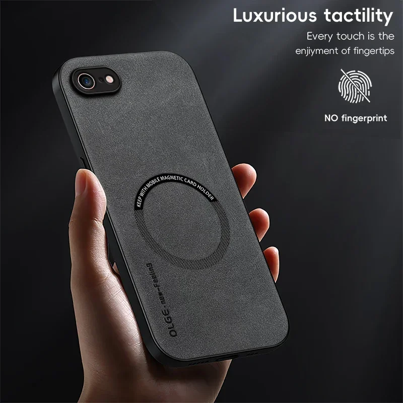 Magnetic Retro Leather Wireless Charging Phone Case Cover