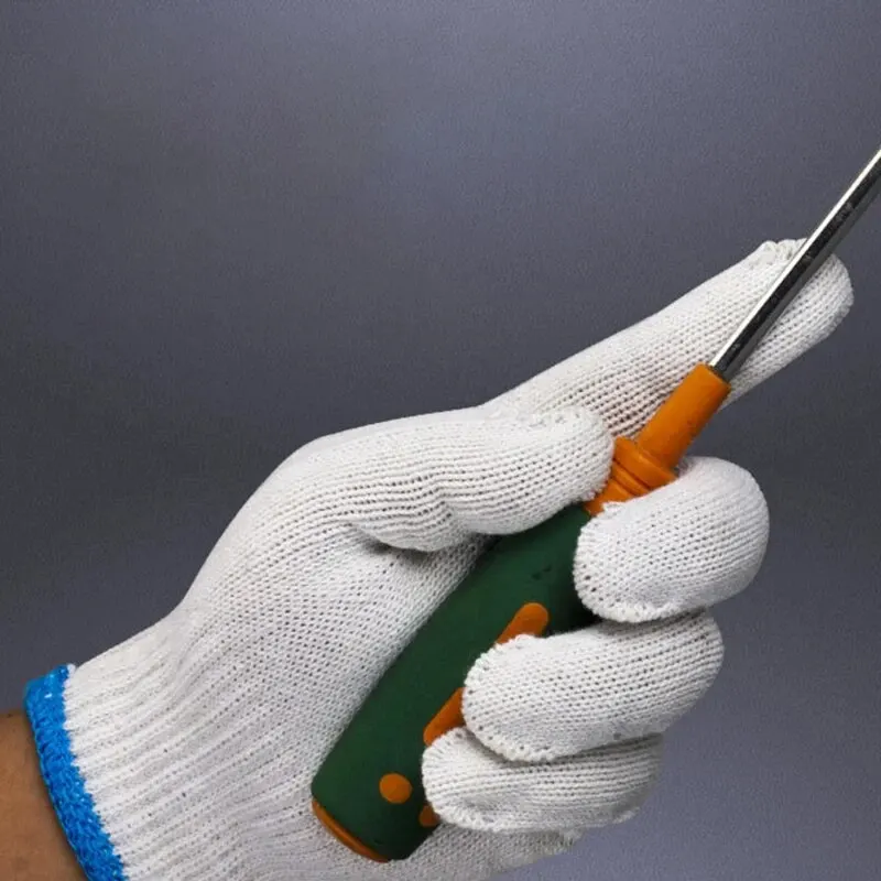 24pcs Protective Gloves Cotton Thread Gloves Work Thick Nylon White Yarn Wear Resistant Cotton Thread Gloves BEST SELLERS