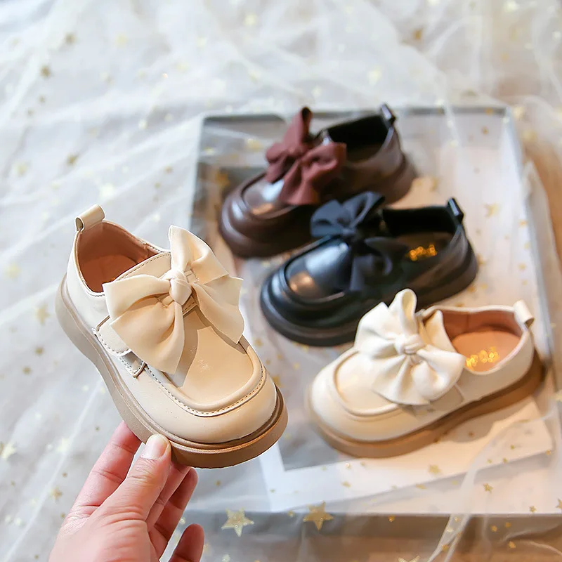 

Girls Leather Shoes New Spring Autumn Fashion Soft Sole Flats Non-slip Party Shoes Kids Children's Casual Bowknot Princess Shoes