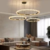 Nordic Luxury Led Crystal Ring Chandeliers for Living Dining Room Modern Minimalism Crystal Pendant Light Hanging Chandelier 3