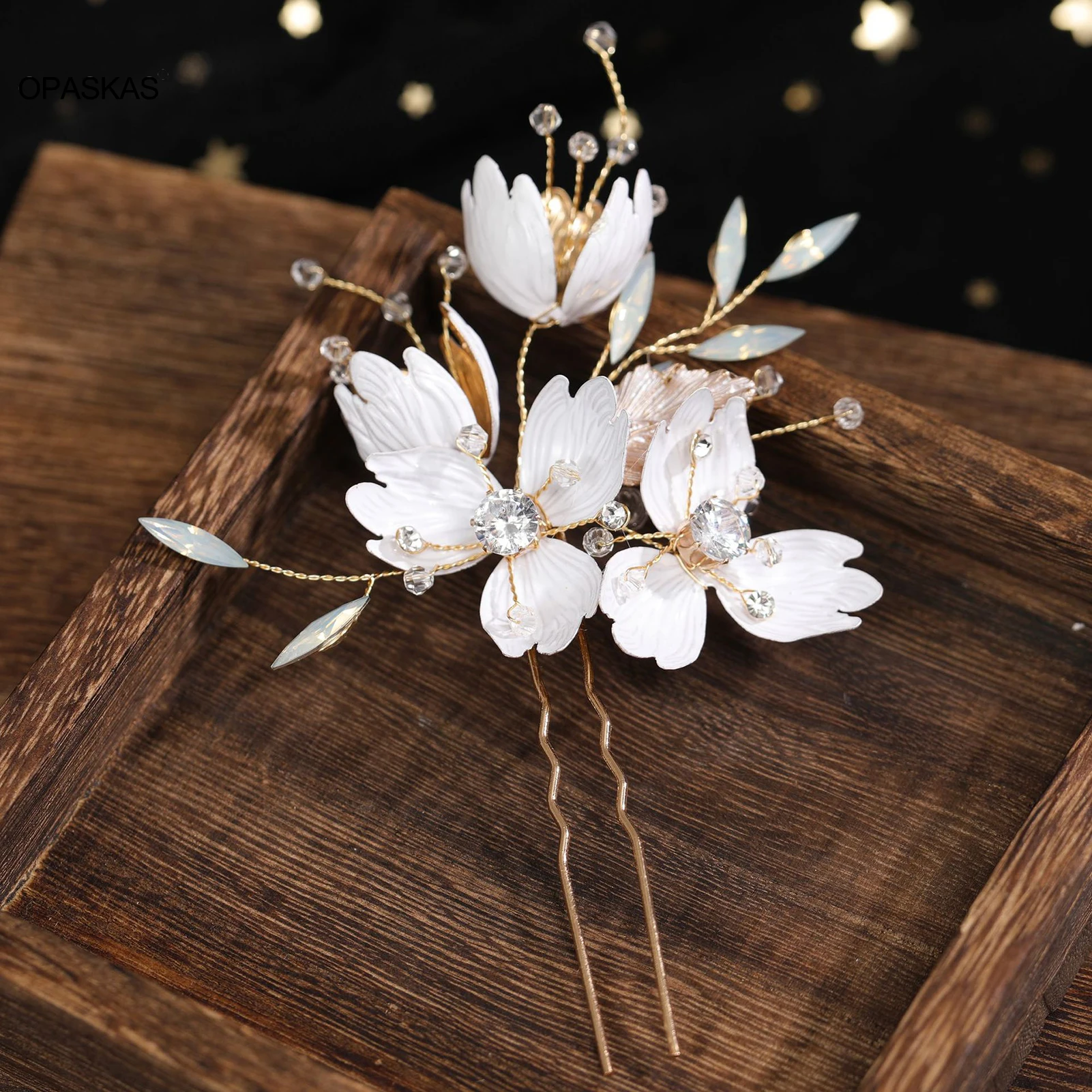 Hair Accessory Wedding Floral Hairpin Hair Clip For Women 1pc Fashion U-shape Crystal Hair Fork Bride Tiaras Noiva Crown Headdress Jewelry
