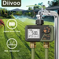 Diivoo Garden Water Timer 2 Outlets IPX5 Waterproof Multi-Functional Automatic Irrigation Timer with Rain Delay/Manual/Auto Mode 1