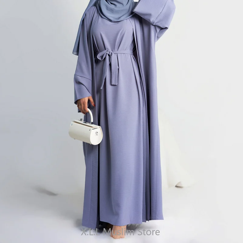 2 Piece/set Abaya Sleeveless Hijab Dress Matching Muslim Sets Luxury Islam Robe African Dress Kimono Morocco Clothing Caftan
