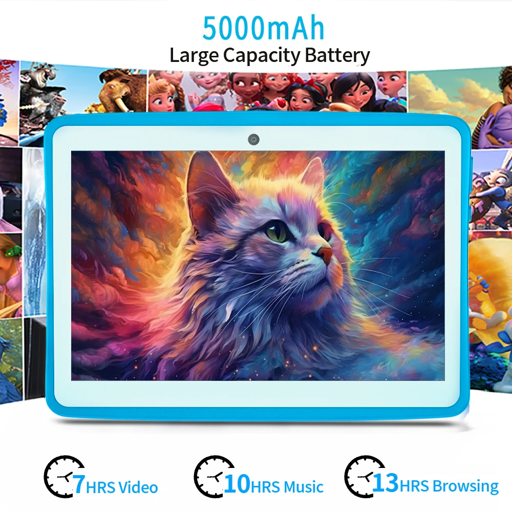 2025-New large-size 10.1  Kid's Tablet  K107 high-definition screen 4GB RAM 64GB ROM built-in game support Google 2MP+5MP camera 6