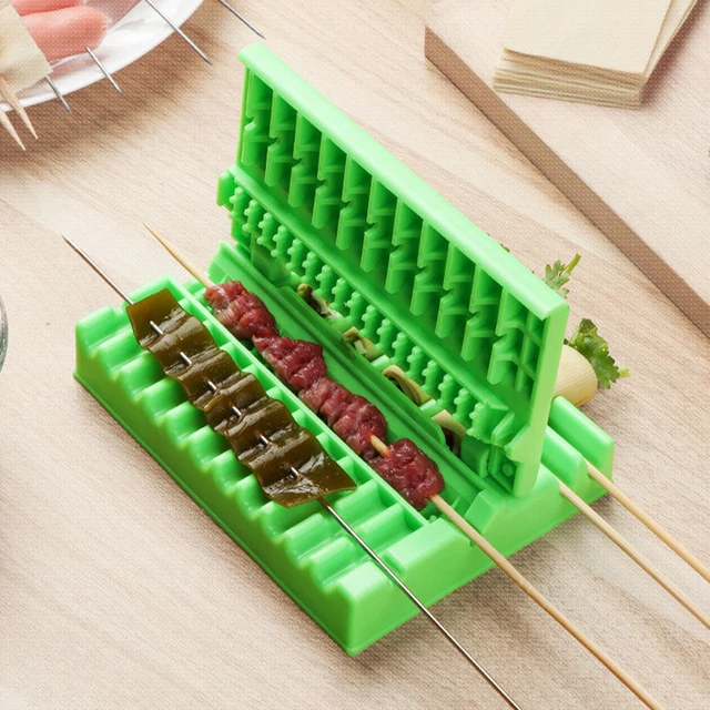 Nyársok Kebab Készítő Grillezés Stringer Box Gép Marhahús Hús Zöldségek Húr Grill Konyhai Kiegészítők Kültéri Bbq Gadget