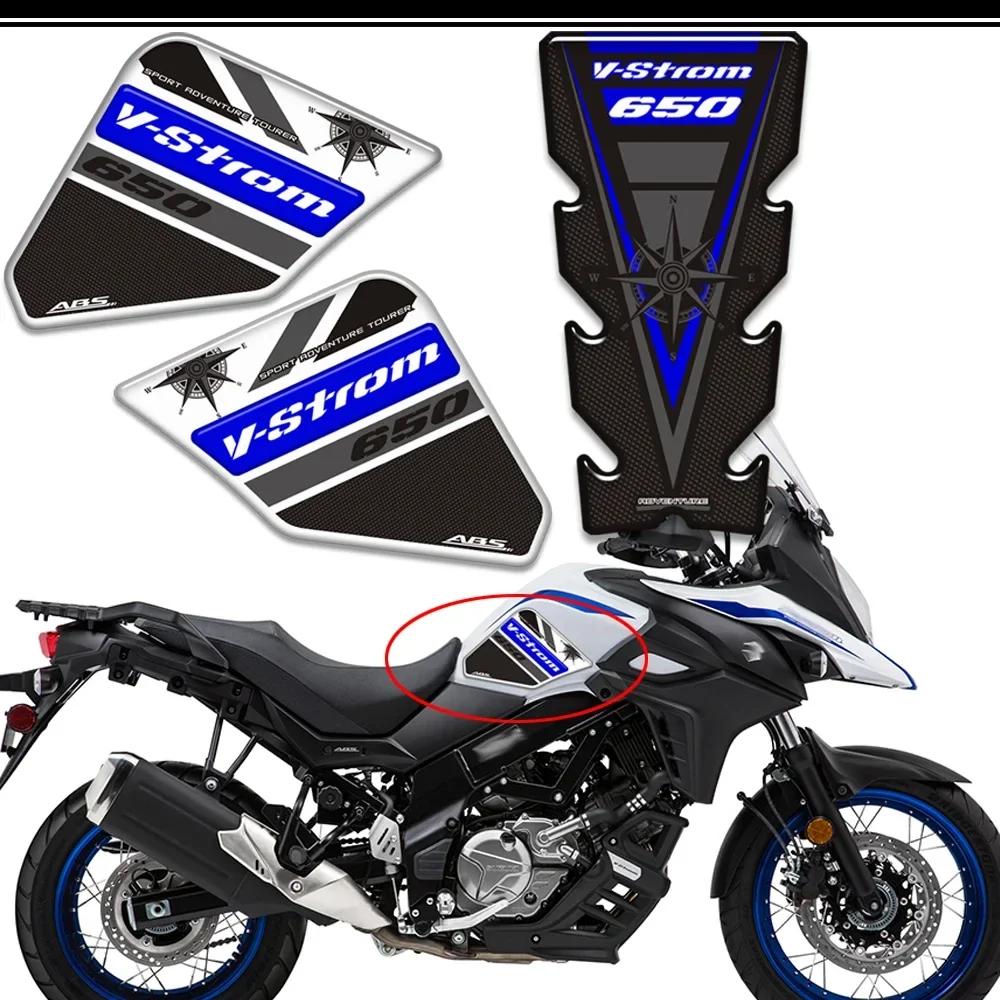 For Suzuki V STROM VSTROM DL 650 XT 650XT Adventure Fuel Oil Kit Motorcycle Tank Pad Protector Trunk Luggage Cases Stickers