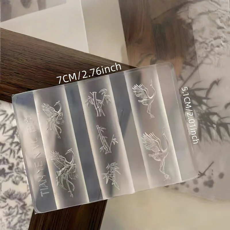 크레인 대나무 구름 크레인 플라잉 크레인 입체 네일 장식 투명 네일 몰드