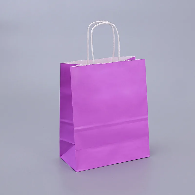 thumbnail image 1 of Bolsas de regalo de papel Kraft con asas, 10/20/30/50 unidades, para compras, manualidades, color marrón y blanco, para fiestas, suministros navideños, 1 of 5