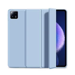 Premium Tri - Fold Flip Case with Magnetic Stand - PU Leather Protective Cover with Auto Sleep/Wake Function for Xiaomi Pad 6 (YT Light Blue)