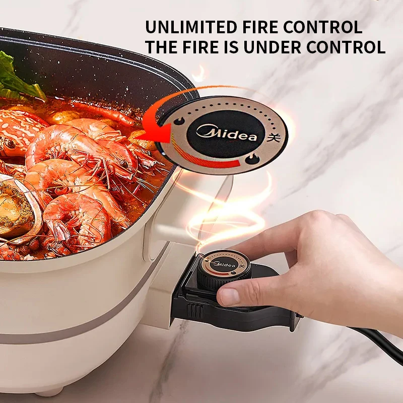 Electric Hot Pot 6L Large Capacity Household Integrated Electric Cooking Pot Multi functional Stir Fry Stew and Grilled Fish Electric Hot Pot