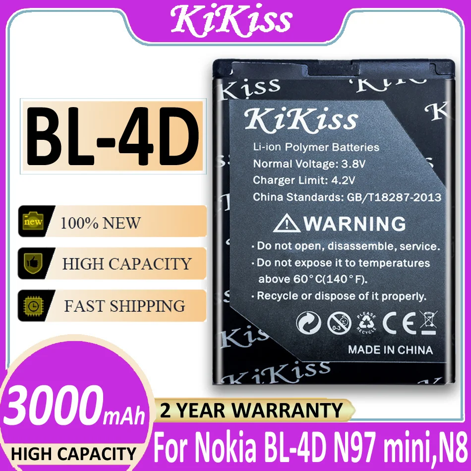 Batteria Di Alta Qualità 3000Mah Bl 4D Bl-4D Per Nokia N97Mini N97 Mini N8 N8-00 E5 E5-00 E7 E7-00 T7 T7-00 702T N5 808 Batteria Bl4D